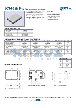 ECS-96SMF45A30 datasheet - SMD MONOLITHIC CRYSTAL FILTER