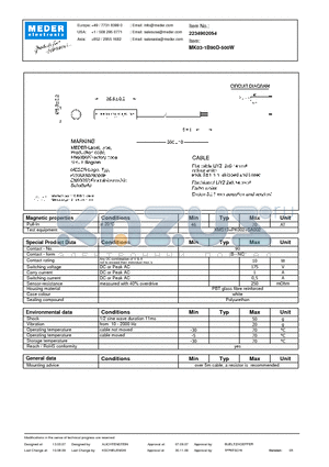 MK03-1B90D-500W datasheet - MK Reed Sensor