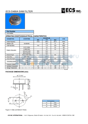 ECS-D480A datasheet - SAW FILTER