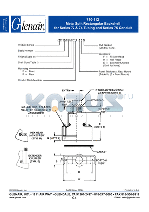 710-112M3F16 datasheet - Metal Split Rectangular Backshell