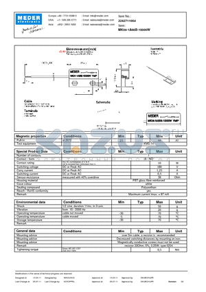 MK04-1A66B-10000W datasheet - MK Reed Sensor