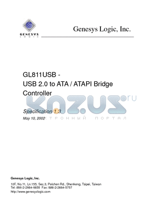 GL811USB datasheet - USB 2.0 to ATA / ATAPI Bridge Controller