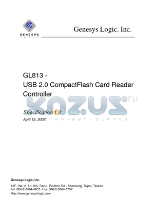 GL813 datasheet - USB 2.0 CompactFlash Card Reader Controller