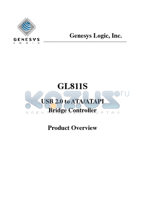 GL811S datasheet - USB 2.0 to ATA/ATAPI Bridge Controller