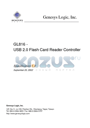 GL816 datasheet - USB 2.0 Flash Card Reader Controller