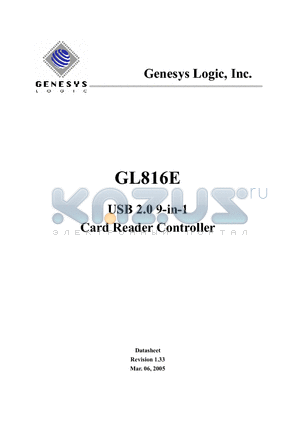 GL816E datasheet - USB 2.0 9-in-1 Card Reader Controller