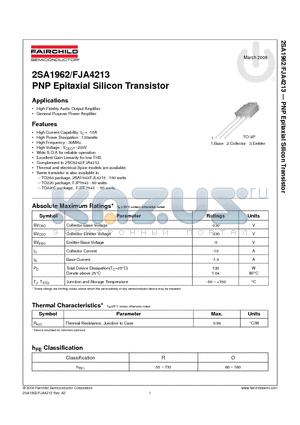 FJA4213OTU datasheet - PNP Epitaxial Silicon Transistor