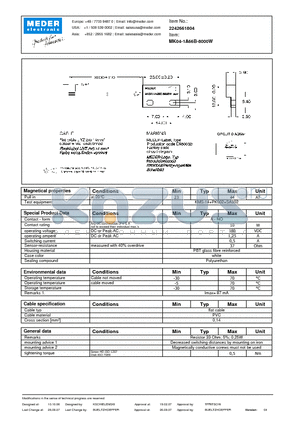 MK04-1A66B-8000W datasheet - MK Reed Sensors
