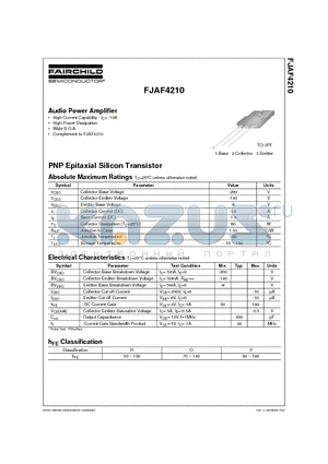 FJAF4210 datasheet - Audio Power Amplifier