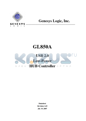 GL850A-MNGXX datasheet - USB 2.0 Low-Power HUB Controller