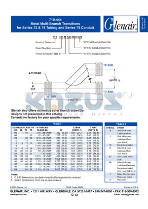 710-444M datasheet - Metal Multi-Branch Transitions