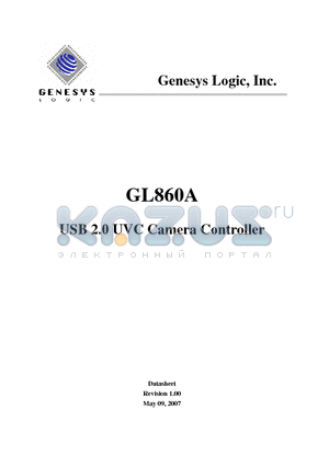 GL860A datasheet - USB 2.0 UVC Camera Controller