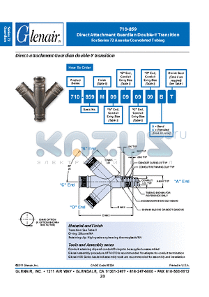 710-859 datasheet - Direct Attachment Guardian Double-Y Transition For Series 72 Annular Convoluted Tubing