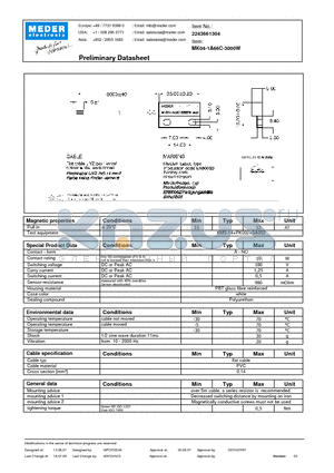 MK04-1A66C-3000W datasheet - MK Reed Sensors