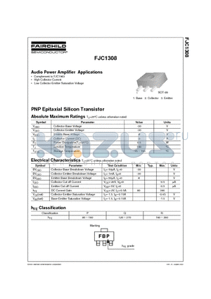 FJC1308 datasheet - PNP Epitaxial Silicon Transistor