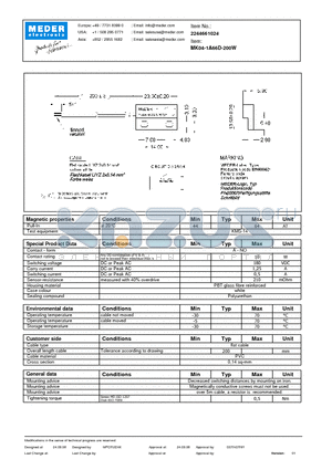 MK04-1A66D-200W datasheet - MK Reed Sensors