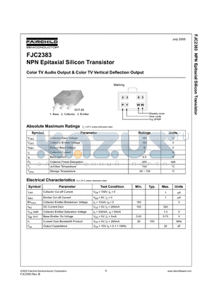 FJC2383 datasheet - Color TV Audio Output & Color TV Vertical Deflection Output