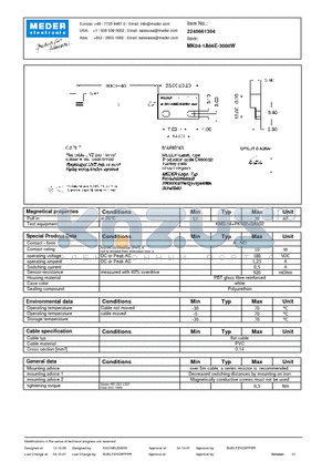 MK04-1A66E-3000W datasheet - MK Reed Sensors