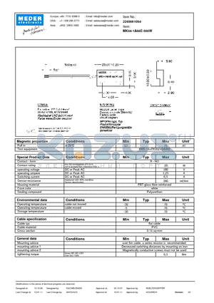 MK04-1A66E-500W datasheet - MK Reed Sensor