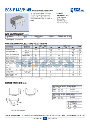 ECS-P143 datasheet - PROGRAMMABLE CLOCK OSCILLATOR