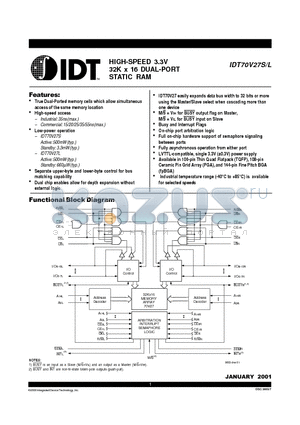 IDT70V27L15PF datasheet - HIGH-SPEED 3.3V 32K x 16 DUAL-PORT STATIC RAM