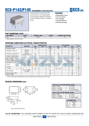ECS-P145 datasheet - PROGRAMMABLE CLOCK OSCILLATOR