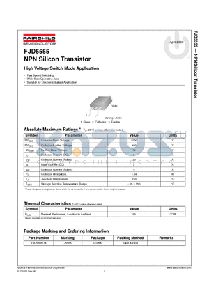 FJD5555 datasheet - NPN Silicon Transistor