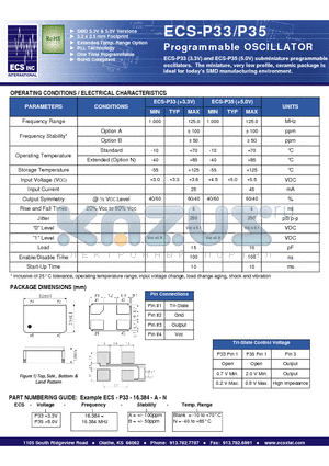 ECS-P33 datasheet - Programmable OSCILLATOR