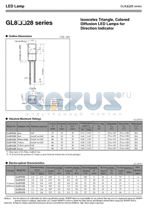 GL8PR28 datasheet - Isosceles Triangle, Colored Diffusion LED Lamps for Direction Indicator