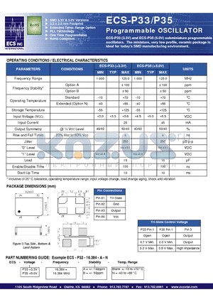 ECS-P33-16.384-B datasheet - Programmable OSCILLATOR