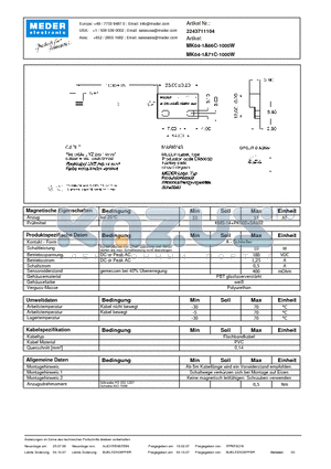 MK04-1A71C-1000W_DE datasheet - (deutsch) MK Reed Sensor