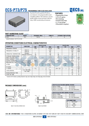 ECS-P73 datasheet - PROGRAMMABLE SMD CLOCK OSCILLATOR