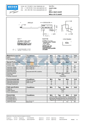 MK04-1A71C-2000W datasheet - MK Reed Sensors