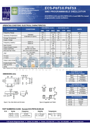 ECS-P8F5X-20.000-B datasheet - SMD PROGRAMMABLE OSCILLATOR