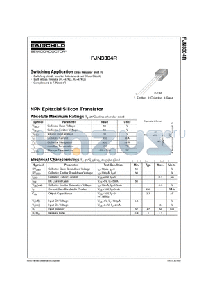 FJN3304R datasheet - NPN Epitaxial Silicon Transistor