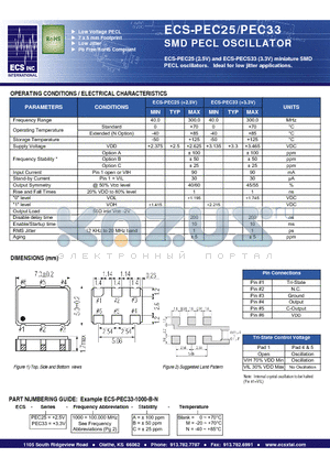 ECS-PEC25-1000-A-M datasheet - SMD PECL OSCILLATOR