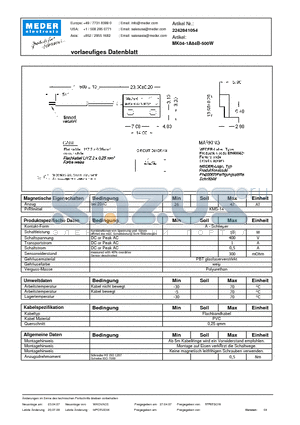 MK04-1A84B-500W_DE datasheet - (deutsch) MK Reed Sensor