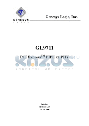 GL9711 datasheet - PCI ExpressTM PIPE x1 PHY