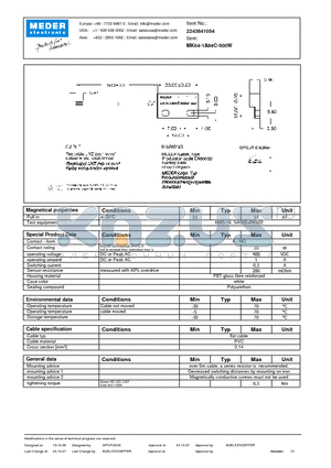 MK04-1A84C-500W datasheet - MK Reed Sensors