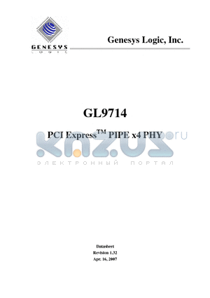 GL9714 datasheet - PCI ExpressTM PIPE x4 PHY