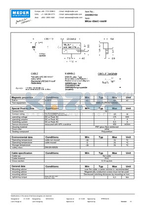 MK04-1B90C-1000W datasheet - MK Reed Sensors