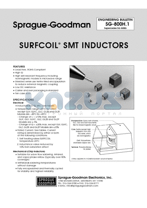 GLA12010 datasheet - SURFCOIL SMT INDUCTORS