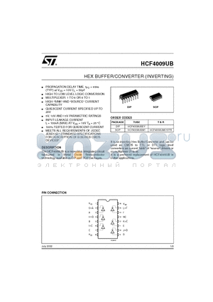 HCF4009UM013TR datasheet - HEX BUFFER/CONVERTER (INVERTING)