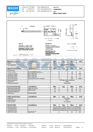 MK04-1B90C-300W datasheet - MK Reed Sensors