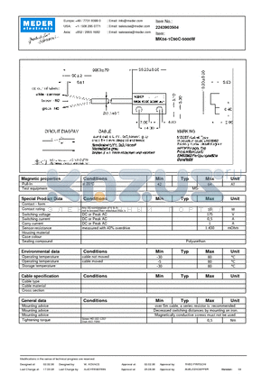 MK04-1C90C-5000W datasheet - MK Reed Sensors