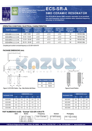 ECS-SR-A datasheet - SMD CERAMIC RESONATOR