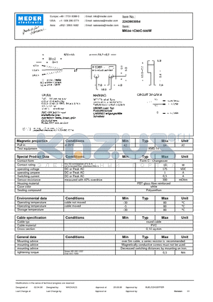 MK04-1C90C-500W datasheet - MK Reed Sensors