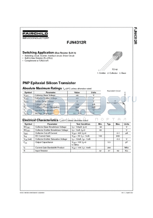 FJN4312R datasheet - PNP Epitaxial Silicon Transistor