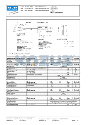 MK04-1C90C-500W_DE datasheet - (deutsch) MK Reed Sensor