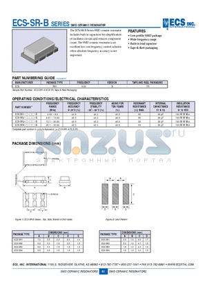 ECS-SR-B datasheet - SMD CERAMIC RESONATOR